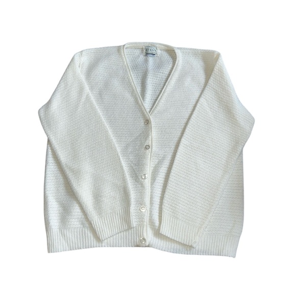 Vintage 1960s Wintuck It’s A Joy White Acrylic Ladies Cardigan Size L/XL - Picture 1 of 5